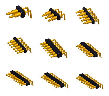 Vzmetno obremenjen pravokotni priključek Pogo Pin